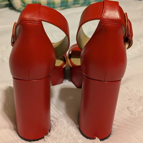 Michael Kors Red Platform Sandals with Ankle Strap - Picture 5 of 6